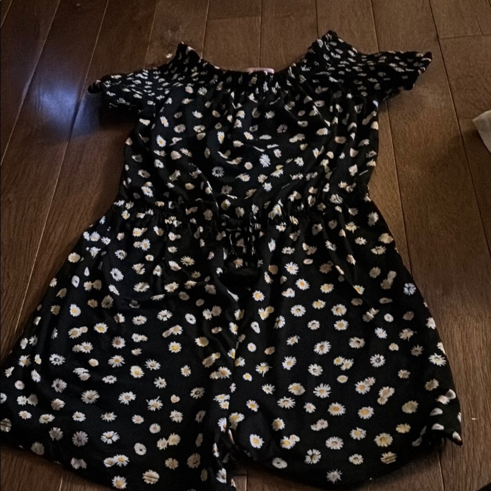 Black Floral Off-Shoulder Rompers